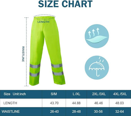 FONIRRA Class 3 High Visibility Rain Suit With Collapsible Hood Lime Reflective Safety Waterproof Worker Jacket & Pants (S/M Yellow)