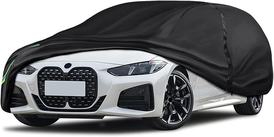 16-Layer 600D Heavy Duty Universal Full Car Cover for Outdoor & Indoor Use - All Weather Sun UV Rain Snow Dust Proof, Waterproof Scratch Resistant, Fits Sedan Body Length 197"-208"/16.4-17.3 ft