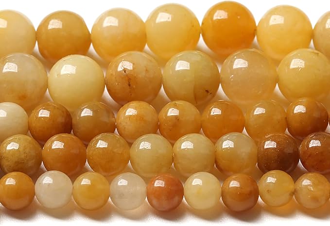 6MM 60PCS Natural Stone Yellow Jade Loose Beads for Jewelry Making DIY Bracelet 1 Strand