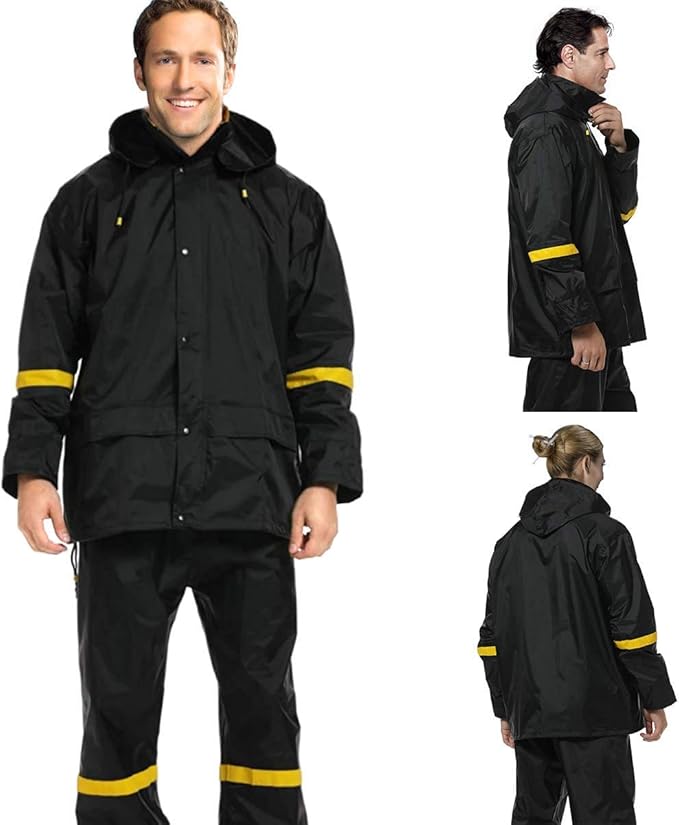Classic Rain Suits for Men Breathable Rain Gear for Waterproof work, Hooded Coats Jacket and Pants
