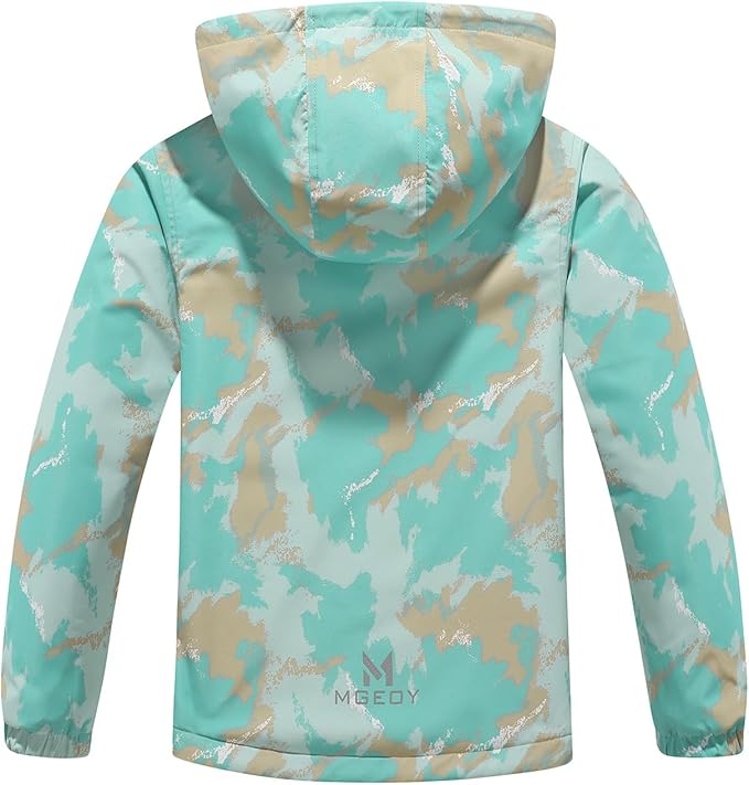 MGEOY Boys Girls Rain Jackets Lightweight Waterproof Hooded Raincoats Windbreakers for Kids 4-14Y