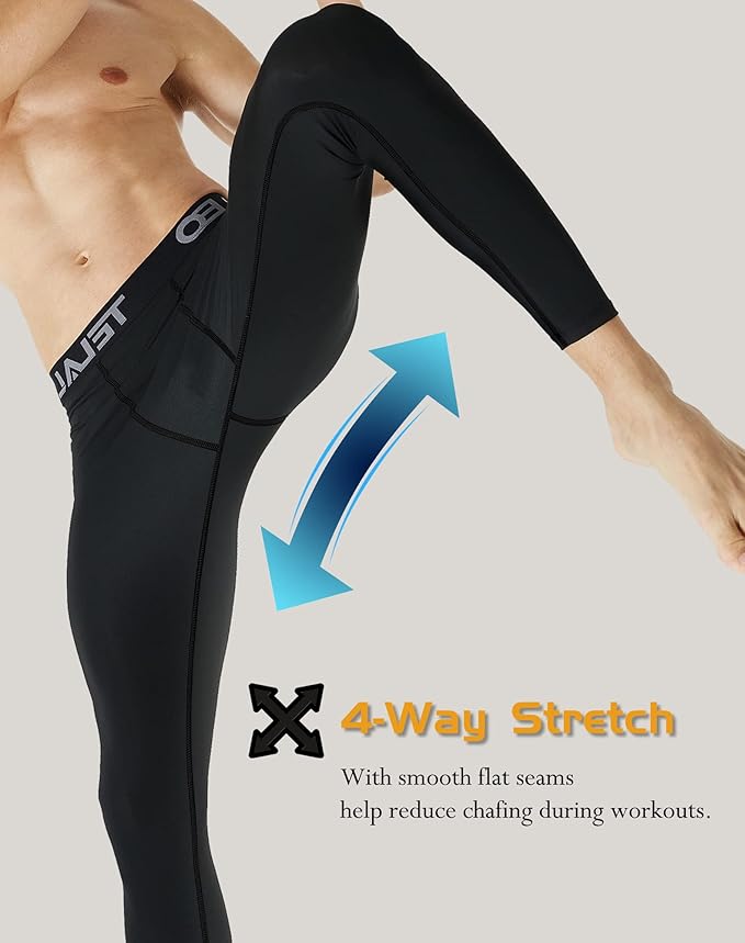 5 or 4 Pack Men's Thermal Compression Pants Fleece Lined Sports Tights Athletic Leggings Cold Weather Baselayer Winter Gear