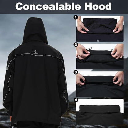Rain Suit for Men, Packable Waterproof Rain Jacket & Pants, Reflective Raincoat Rain Gear for Outdoor Golf Hiking Fishing