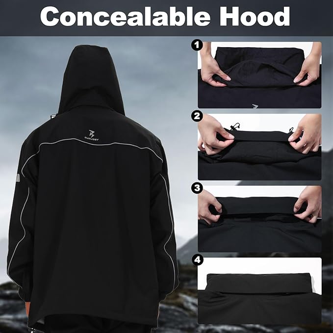 Rain Suit for Men, Packable Waterproof Rain Jacket & Pants, Reflective Raincoat Rain Gear for Outdoor Golf Hiking Fishing