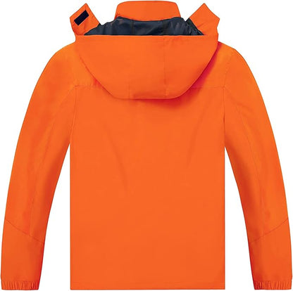 TEZO Mens Rain Jacket Waterproof with Hooded Hiking Coat Lightweight Windbreaker