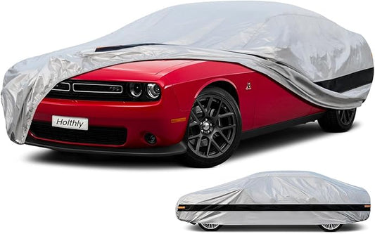 10 Layer Coupe Car Cover Waterproof All Weather for Automobiles,100% Waterproof Outdoor Car Covers Rain UV Protection.Custom Fit for Dodge Challenger,Ford Thunderbird,Pontiac Firebird,etc