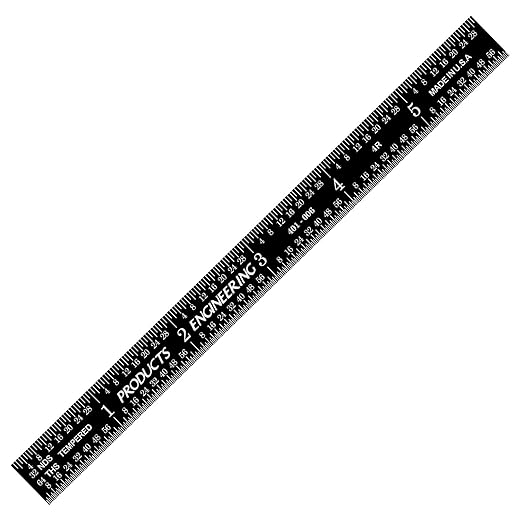 PEC Tools 6" Stainless Steel Ruler, White on Black, 1/50" Thick X 1/2" Wide, High-Contrast Machinist Ruler with Markings 1/32", 1/64", 1/8" and 1/16", Made in USA