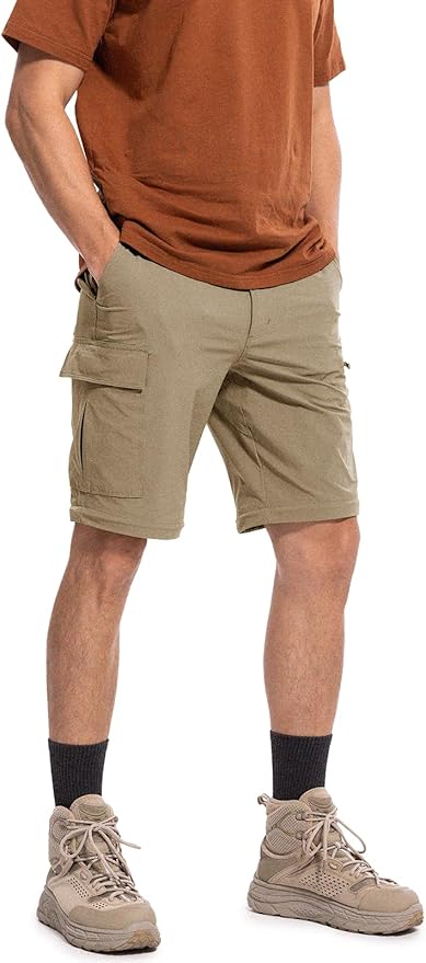 Moosehill Men's-Hiking-Pants Convertible Quick-Dry Water-Resistant Lightweight Zip-Off Outdoor with 5 Deep Pockets