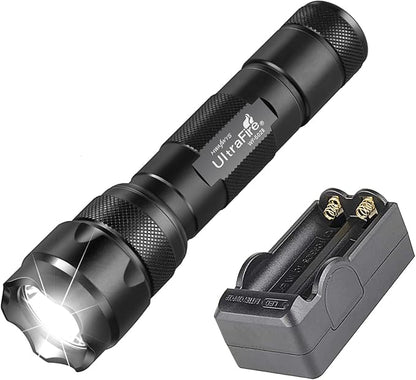 ULTRAFIRE Tactical Flashlight WF-502B 1000 Lumens - Single Mode Mini LED Flashlight,Bright Military-Grade Police Flashlight for Security, Camping and Emergency