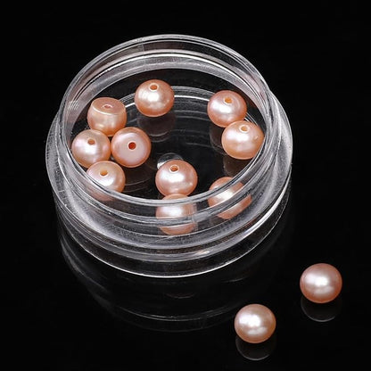 Natural Half Drilled Pearl Beads Pink 4.5-5mm 12pcs AAAA Freshwater Cultured Loose Gemstone Beads for DIY Stud Earring Jewelry Making