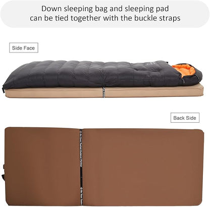 0-20 Degrees F Down Sleeping Bag for Adults - 4 Season Envelope With Arm Holes, Wearable for Backpacking Camping - Ultralight, Compact, Move Freely While Wearing