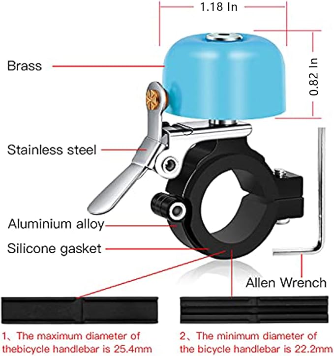 Greallthy Bike Bell Classic Brass Bicycle Bell,Bike Bells for Adults Kids, Loud Retro Bell for Road & Mountain Bikes, Universal Handlebar Fit.