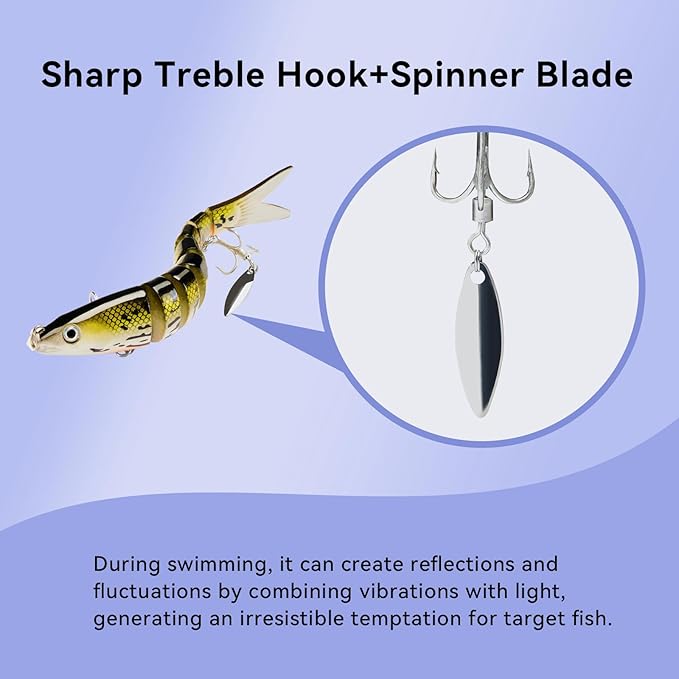 Fishing Lures with Spinner Baits Blades for Topwater, Swimbait for Trout and Bass Slow Sinking, 5pcs Fishing Hard Baits