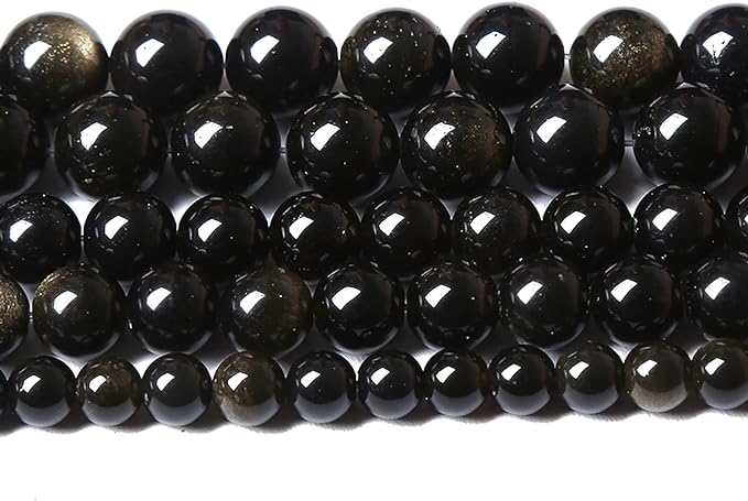 8MM 46PCS Natural Stone Golden Obsidian Loose Spacer Beads for Jewelry Making DIY Bracelet