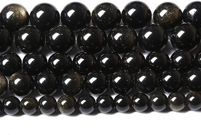 8MM 46PCS Natural Stone Golden Obsidian Loose Spacer Beads for Jewelry Making DIY Bracelet