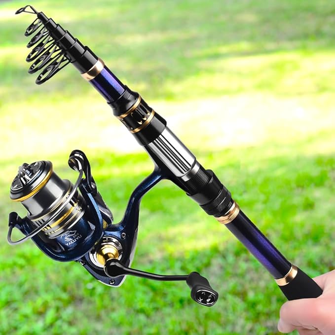 Fishing Rod and Reel Combo - Telescopic Fishing Poles and Spinning Reels Combos - Carbon Fiber Fishing Pole with 2500 Fishing Reel Combos - Bass Fishing Tackle Gear Set Fishing Rods Kit 1.8m/5.9ft