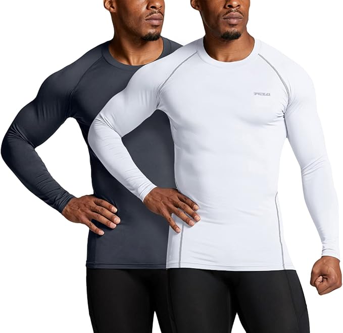 TSLA Men's Thermal Long Sleeve Compression Shirts, Athletic Base Layer Top, Winter Gear Running T-Shirt