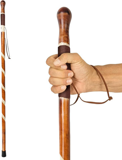 Vive Wooden Walking Stick - Willow Cane for Seniors Hiking & Balance - Heavy Duty Carved Twisted Wood Sticks for Men & Women - Stylish Support Pole for Outdoor Trekking & Weight Bearing