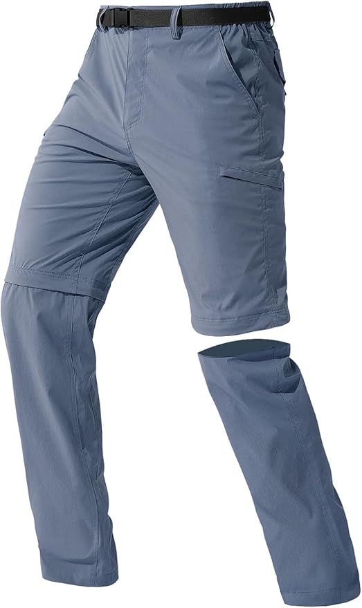 FREE SOLDIER Men's Outdoor Convertible Hiking Pants with Belt Lightweight Quick Dry Tactical Cargo Pants Nylon Spandex