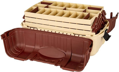 Flambeau Outdoors 2059 Hip Roof 7-Tray Fishing Tackle Box - Large Portable All-Weather Fishing Lure Organizer, 61 Compartments, Maroon/Tan