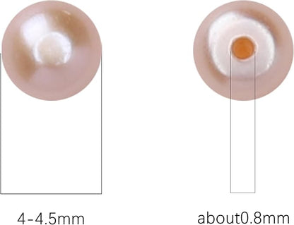 Natural Half Drilled Pearl Beads Pink 4-4.5mm 12pcs AAAA Freshwater Cultured Loose Gemstone Beads for DIY Stud Earring Jewelry Making