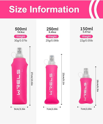 Folding Soft Flask Portable Collapsible Running Lightweight Water Bottle for Outdoor Sports,Travel with Mouthpeice Cover