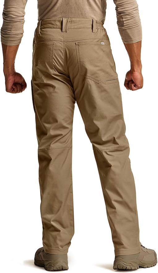 CQR Men's Flex Stretch Tactical Pants, Water Resistant Ripstop Cargo Pants, Lightweight EDC Outdoor Work Hiking Pants