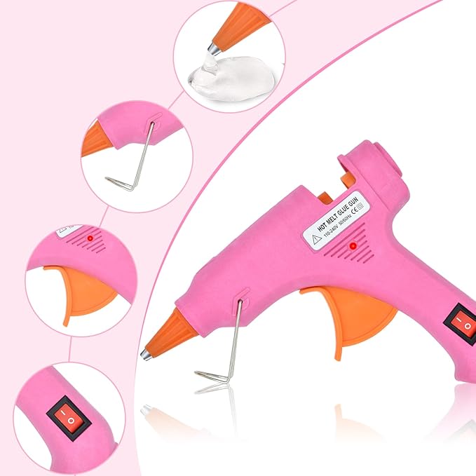 Glue Gun, Hot Glue Gun with 30 Glue Sticks and 10 Wood Craft Sticks, Mini Hot Melt Glue Gun Kit with Carrying Case for Crafts, DIY Arts, Sealing, Home Repairs