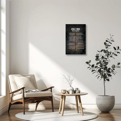 Matniger Still I Rise Wall Art Poem Poster Framed Inspirational Quotes Wall Art Prints Poetry Canvas Painting for Living Room Wall Decor 12x18inches
