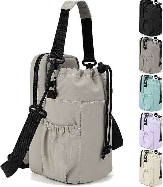 Water Bottle Holder with Strap, 32/40oz Insulation Water Bottle Carrier Bag with Phone Pocket, Water Bottle Sling Bag Crossbody Water Bottle Holder for Hiking Walking