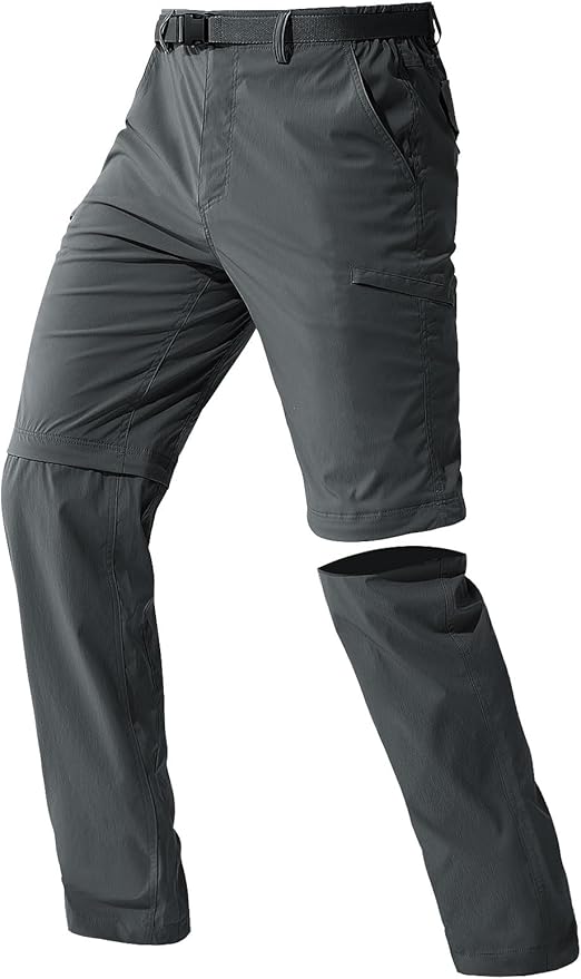 FREE SOLDIER Men's Outdoor Convertible Hiking Pants with Belt Lightweight Quick Dry Tactical Cargo Pants Nylon Spandex