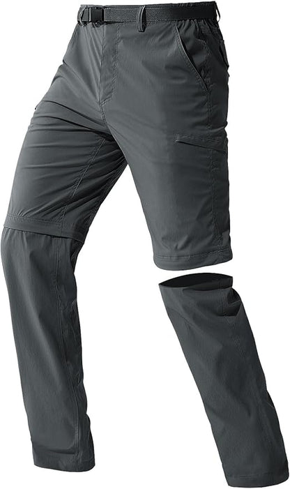 FREE SOLDIER Men's Outdoor Convertible Hiking Pants with Belt Lightweight Quick Dry Tactical Cargo Pants Nylon Spandex