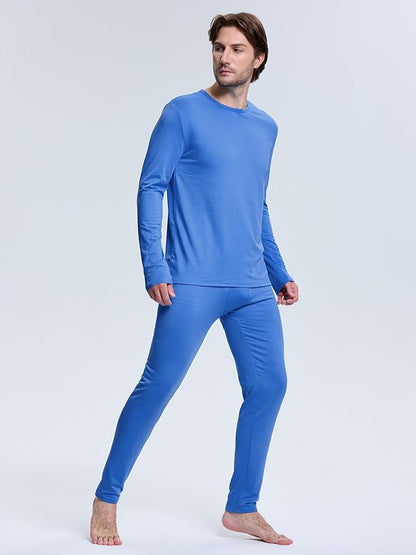 VZV Thermal Underwear for Men Fleece Lined Long Johns for Mens Thermals Top and Bottom Set Soft Base Layer for Winter