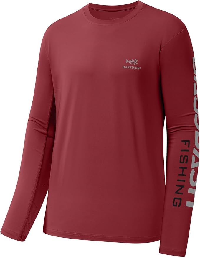 BASSDASH Fishing T Shirts for Men UV Sun Protection UPF 50+ Long Sleeve Tee T-Shirt
