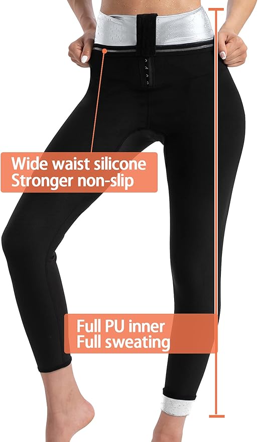 Sauna Pants Women Sweat Capris Slimming Leggings,Mesh Crotch,High Waist Workout Body Shaper Suits
