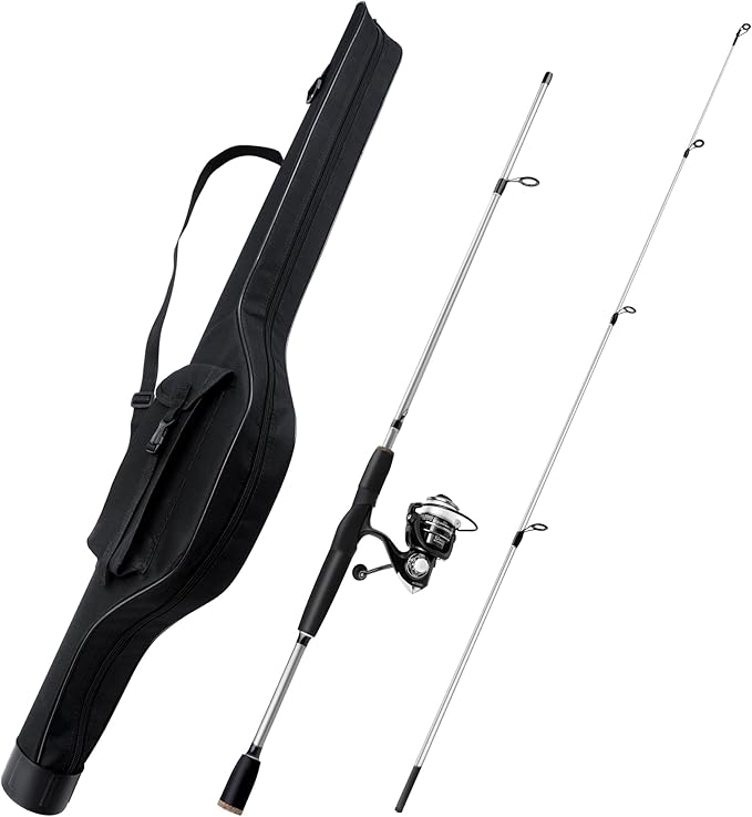 2-Piece Fishing Rod and Spinning Reel Combos with Lures Set Fishing Bag Portable Fishing Rod Kit for Saltwater Freshwater Travel Fishermen Gift
