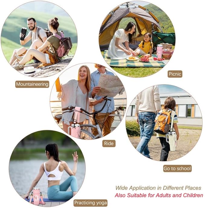 Initial Water Bottle Holder with Strap for Stanley 40 oz Tumbler/Simple Modern 40 oz Tumbler,Water Bottle Carrier Bag with Strap,Personalized A-Z Phone Pocket for Stanley Cup Accessories