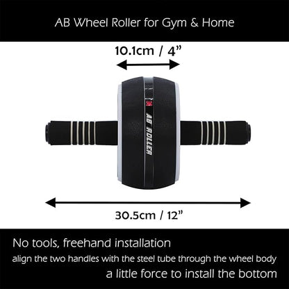 AB Wheel Roller, Exercise Abdominal Wheel Fitness for Gym & Home, Work-out Strength-Training Equipment with Knee Pad