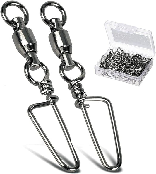 AMYSPORTS Saltwater Connector Fishing Snap Swivel High Strength Snaps Swivel Freshwater Ball Bearing Fishing Swivels Stainless Steel Corrosion Resistant Black Nickel