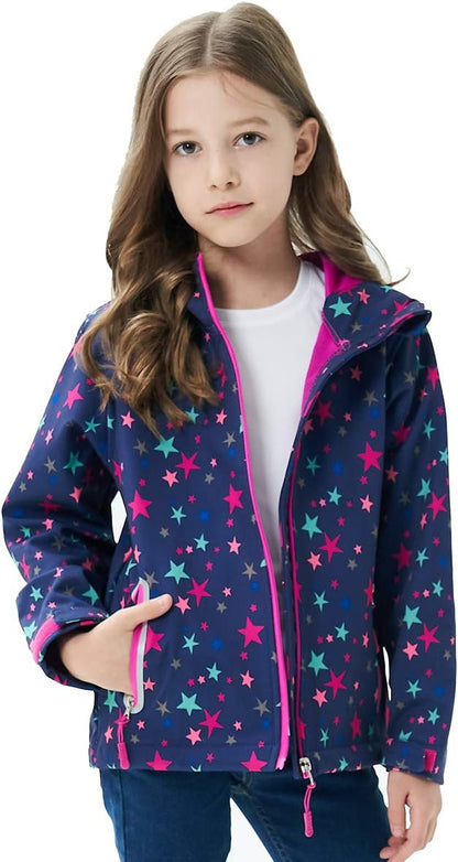 MGEOY Boys Girls Rain Jackets Lightweight Waterproof Hooded Raincoats Windbreakers for Kids 4-14Y