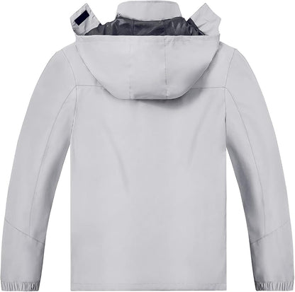 TEZO Mens Rain Jacket Waterproof with Hooded Hiking Coat Lightweight Windbreaker