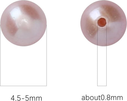 Natural Half Drilled Pearl Beads Purple 4.5-5mm 12pcs AAAA Freshwater Cultured Loose Gemstone Beads for DIY Stud Earring Jewelry Making