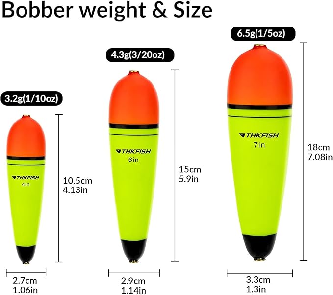 THKFISH Slip Bobbers Floats EVA-Slider-Bobbers Slip Corks for Sea Fishing Catfish Bobbers Assortment Freshwater 4PCS 4", 6", 7"