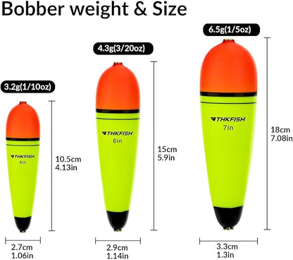 THKFISH Slip Bobbers Floats EVA-Slider-Bobbers Slip Corks for Sea Fishing Catfish Bobbers Assortment Freshwater 4PCS 4", 6", 7"