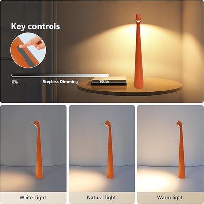 Portable LED Table Lamp 3-Levels Brightness, Rechargeable Battery Up to 48 Hours Usage, Night Light for Kids Nursery, Nightstand Lamp, Bedside Lamp.LED Desk Lamps Outdoor Portable Touch Lamps(Orange)