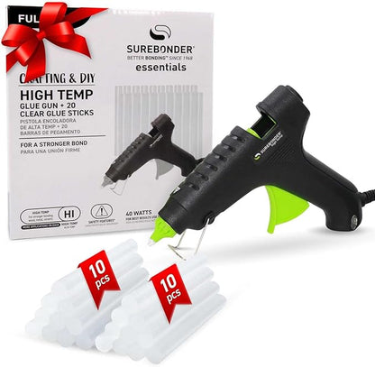Surebonder High Temperature Hot Glue Gun Kit with 20 Full-Size All-Purpose Glue Sticks Included - Perfect for Crafts, DIY Projects, and Quick Repairs
