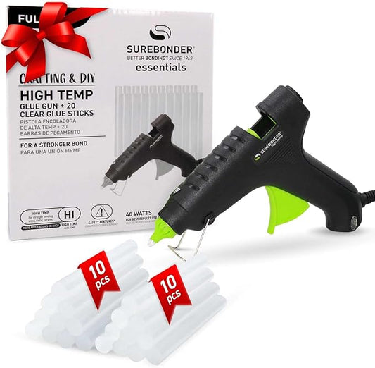 Surebonder High Temperature Hot Glue Gun Kit with 20 Full-Size All-Purpose Glue Sticks Included - Perfect for Crafts, DIY Projects, and Quick Repairs