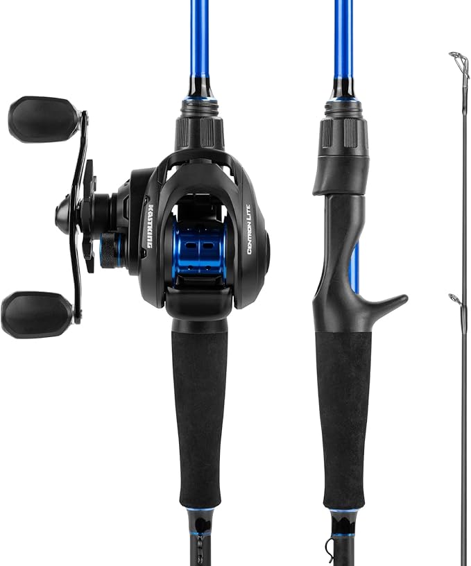 KastKing Centron Fishing Rod and Reel Combo, Spinning & Baitcasting Combos, IM6 Graphite 2Pc Blanks, Stainless Steel Guides with Ceramic Rings, Contoured EVA Handles & Fighting Butt