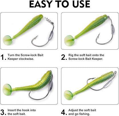 Fishing Hooks for Bass Fishing - 100pcs EWG Offset Worm Hook Texas Rig Hooks for Freshwater Saltwater Size 1/0 2/0 3/0 4/0 5/0 - Soft Lures Worms Plastics Bait Fishing Hook with Tackle Box