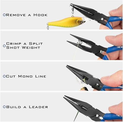 KastKing Intimidator Fishing Pliers, Corrosion Resistant Polymer Coated Fishing Tools, Tungsten Carbide Cutters, Saltwater Resistant Fishing Gear